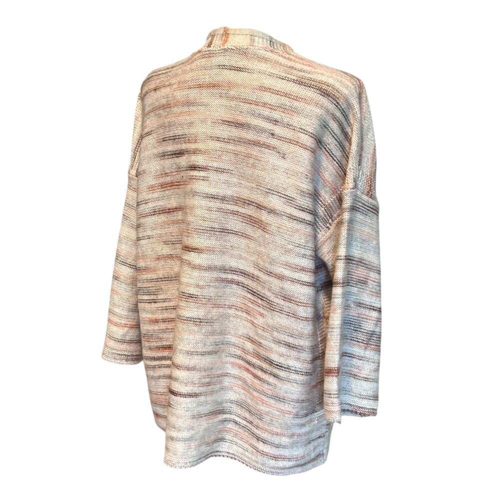 PureJill Cream Stipe Cardigan Womens Sz Small Cotton Blend Sweater One Button - Picture 4 of 16